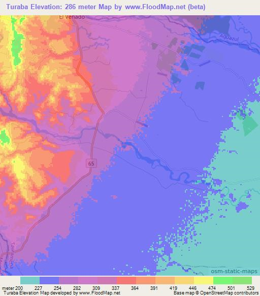 Turaba,Colombia Elevation Map