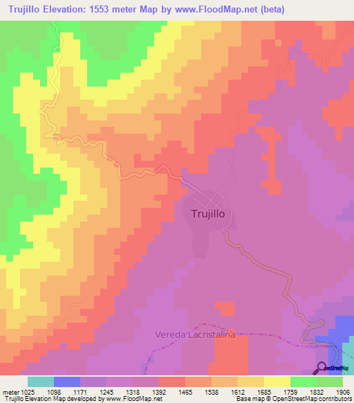 Trujillo,Colombia Elevation Map