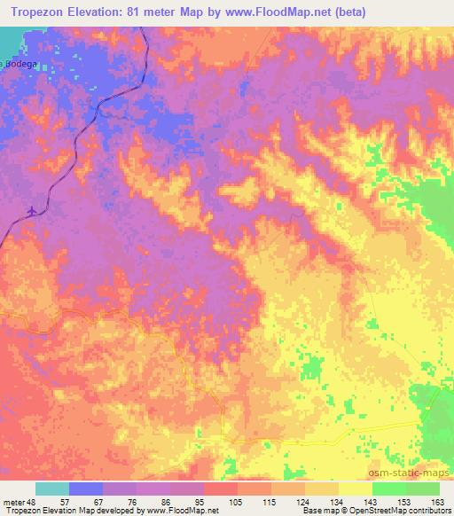 Tropezon,Colombia Elevation Map