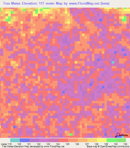 Tres Matas,Colombia Elevation Map