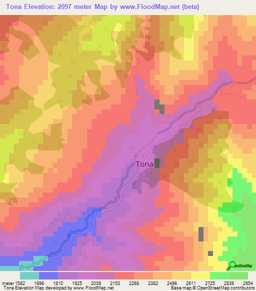 Tona,Colombia Elevation Map