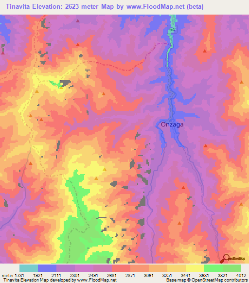 Tinavita,Colombia Elevation Map