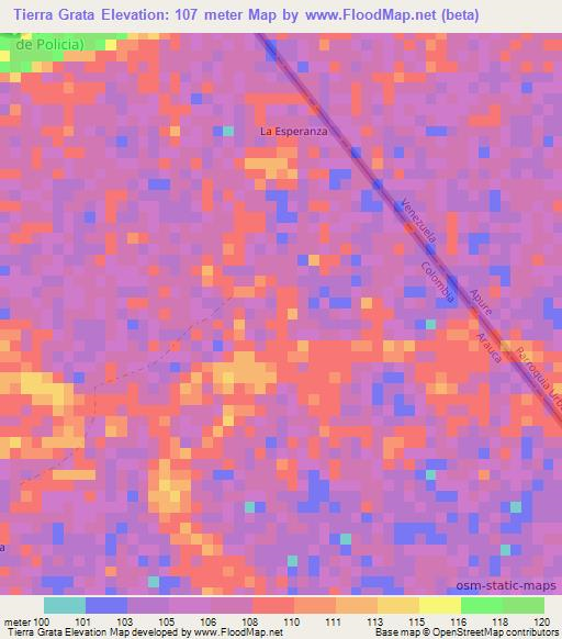 Tierra Grata,Colombia Elevation Map