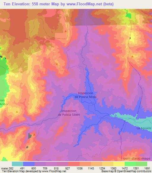 Ten,Colombia Elevation Map