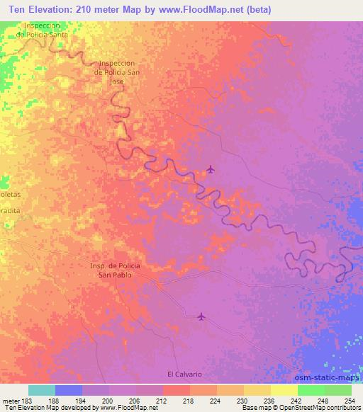 Ten,Colombia Elevation Map