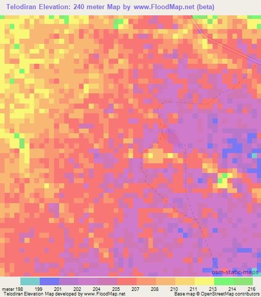 Telodiran,Colombia Elevation Map