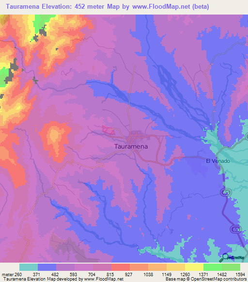 Tauramena,Colombia Elevation Map