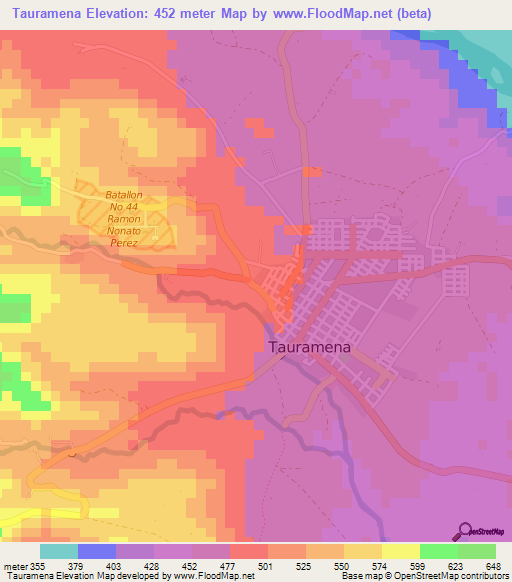 Tauramena,Colombia Elevation Map