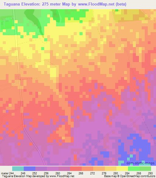 Taguana,Colombia Elevation Map