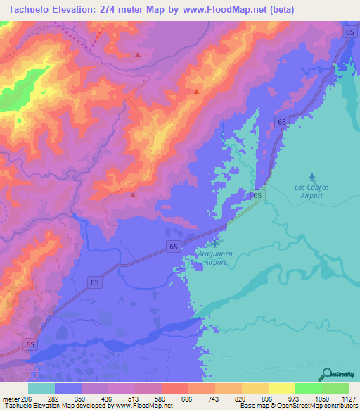 Tachuelo,Colombia Elevation Map