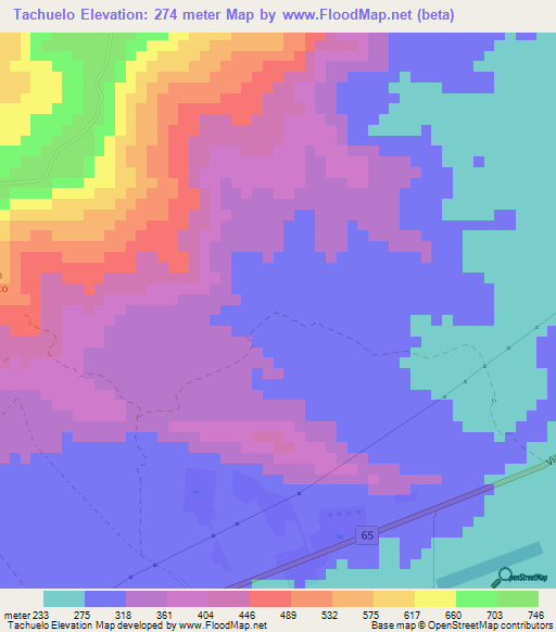 Tachuelo,Colombia Elevation Map