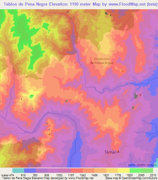 Tablon de Pena Negra,Colombia Elevation Map