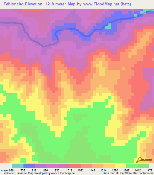 Tabloncito,Colombia Elevation Map