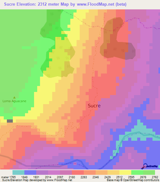 Sucre,Colombia Elevation Map