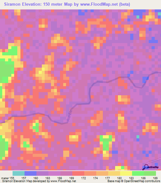 Siramon,Colombia Elevation Map