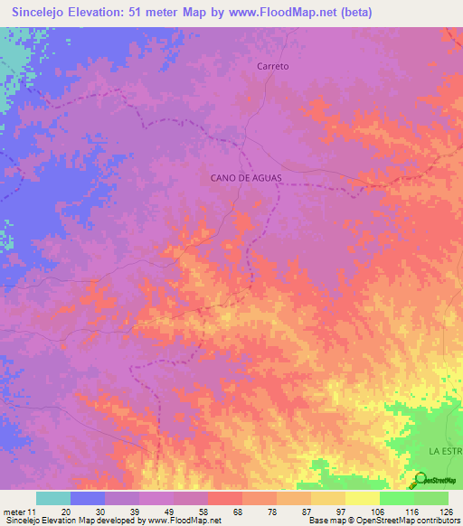 Sincelejo,Colombia Elevation Map