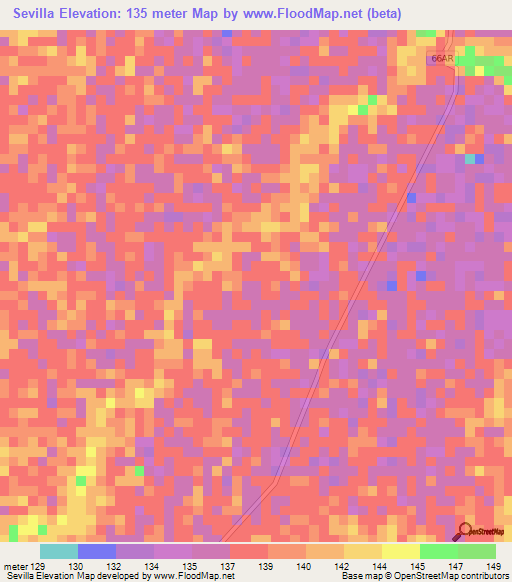 Sevilla,Colombia Elevation Map