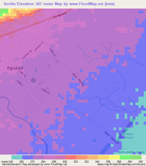 Sevilla,Colombia Elevation Map