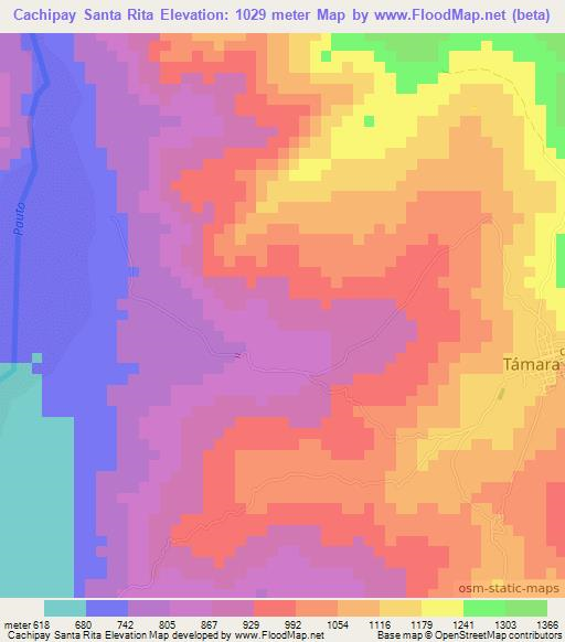 Cachipay Santa Rita,Colombia Elevation Map