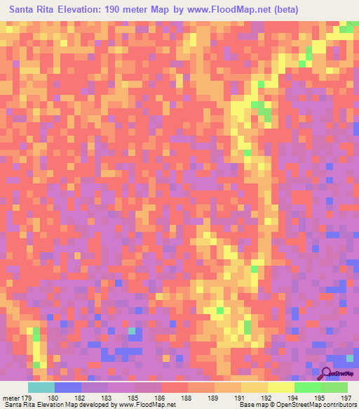 Santa Rita,Colombia Elevation Map