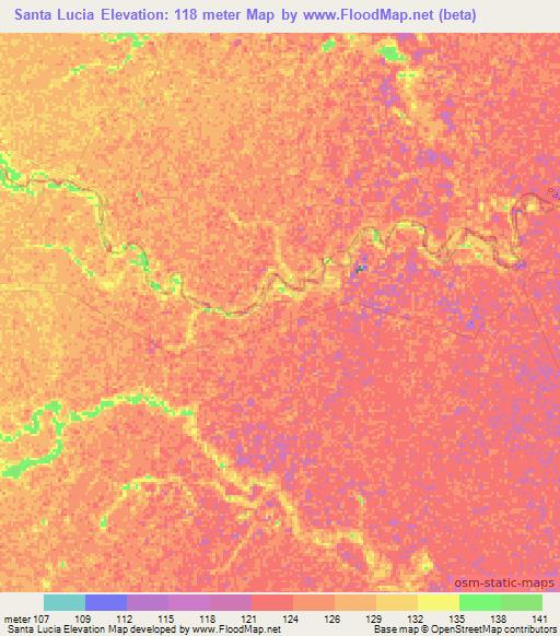 Santa Lucia,Colombia Elevation Map