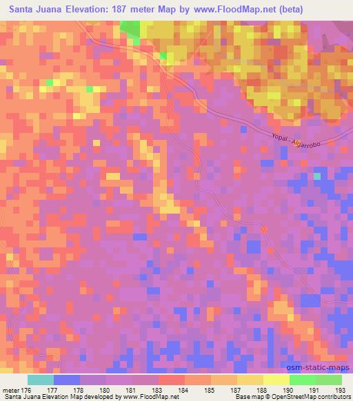 Santa Juana,Colombia Elevation Map