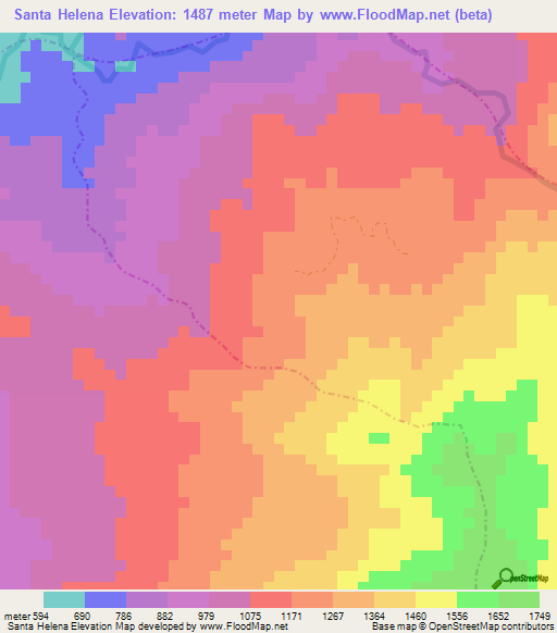 Santa Helena,Colombia Elevation Map