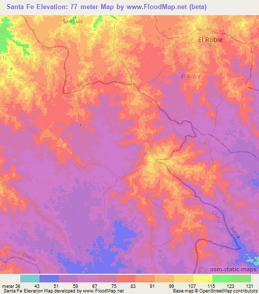 Santa Fe,Colombia Elevation Map