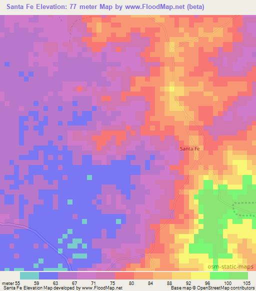 Santa Fe,Colombia Elevation Map