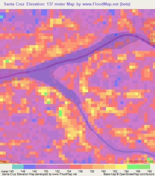 Santa Cruz,Colombia Elevation Map