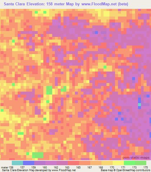 Santa Clara,Colombia Elevation Map