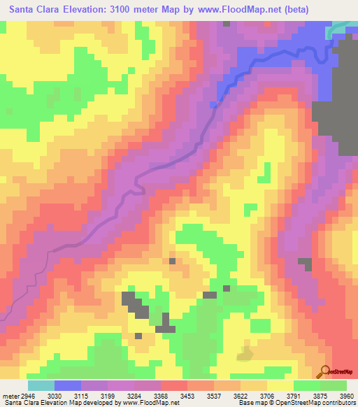 Santa Clara,Colombia Elevation Map