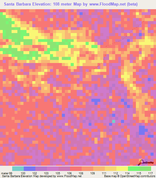 Santa Barbara,Colombia Elevation Map