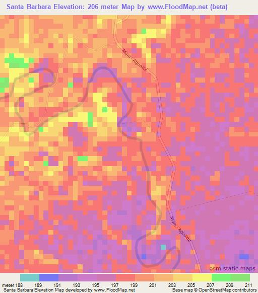 Santa Barbara,Colombia Elevation Map