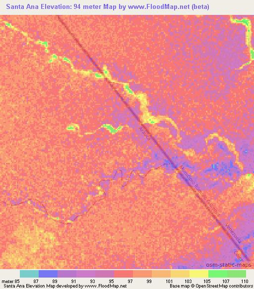 Santa Ana,Colombia Elevation Map