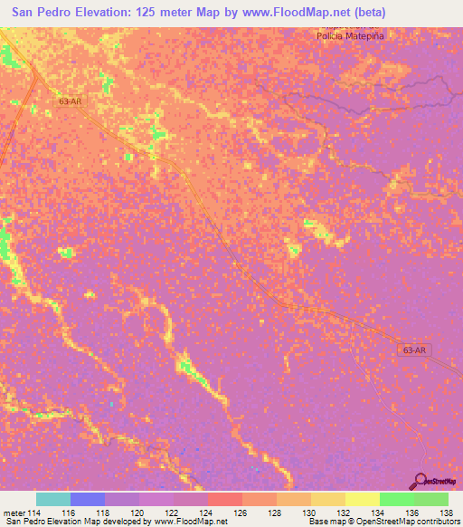 San Pedro,Colombia Elevation Map