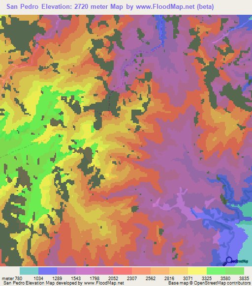 San Pedro,Colombia Elevation Map