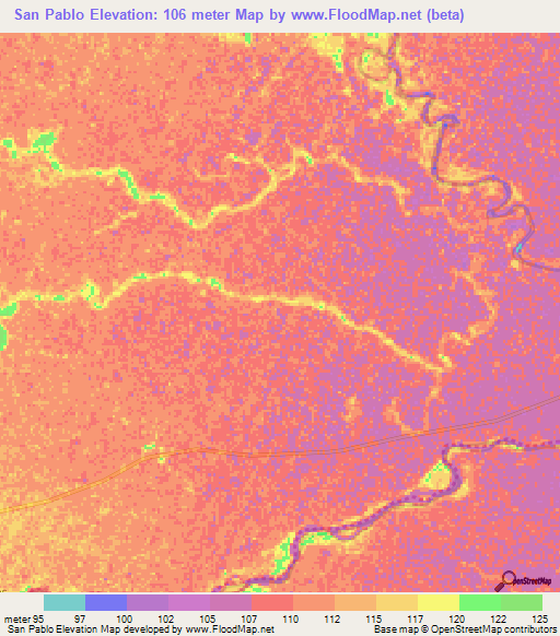 San Pablo,Colombia Elevation Map