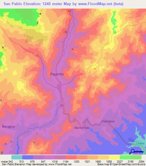 San Pablo,Colombia Elevation Map