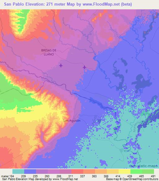 San Pablo,Colombia Elevation Map