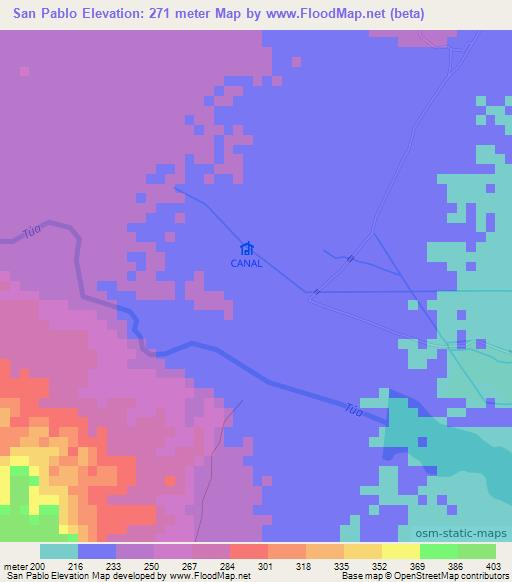 San Pablo,Colombia Elevation Map