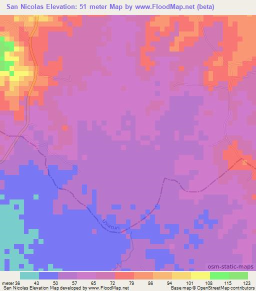 San Nicolas,Colombia Elevation Map