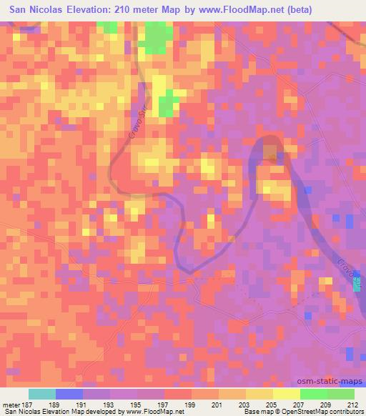 San Nicolas,Colombia Elevation Map