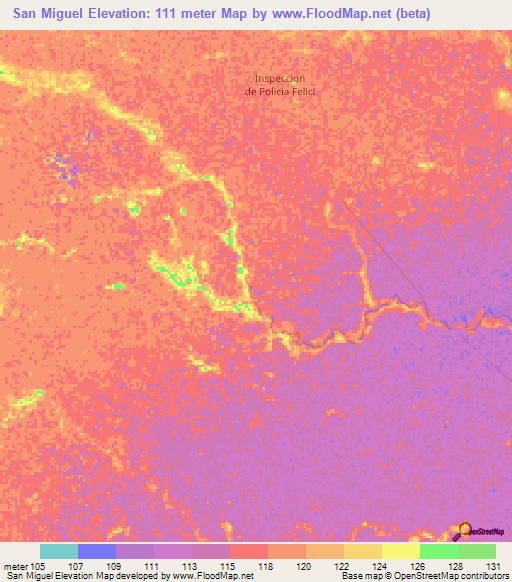 San Miguel,Colombia Elevation Map