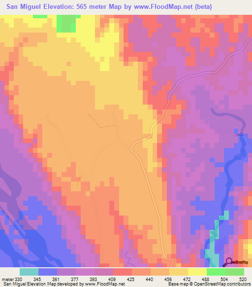 San Miguel,Colombia Elevation Map