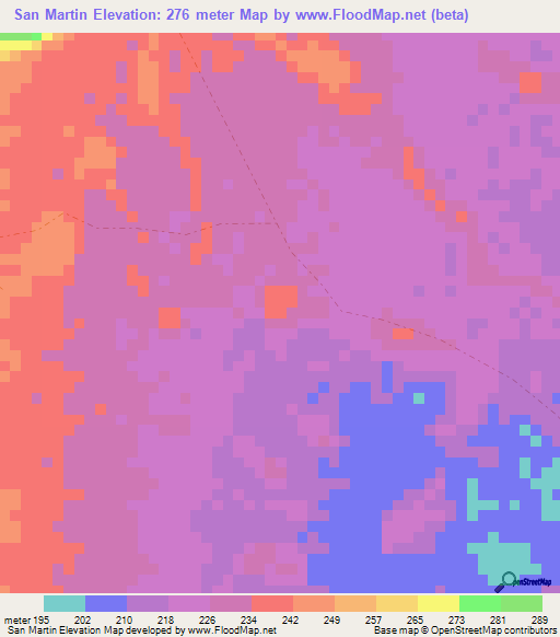 San Martin,Colombia Elevation Map