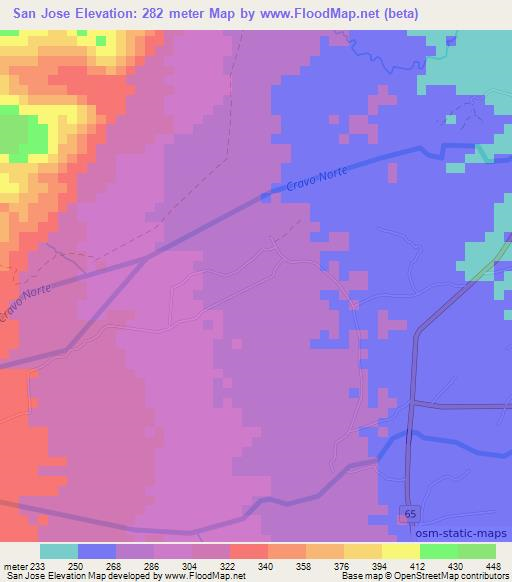 San Jose,Colombia Elevation Map