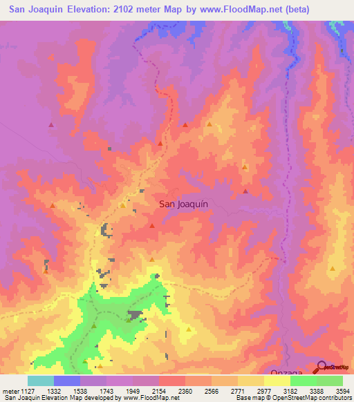 San Joaquin,Colombia Elevation Map