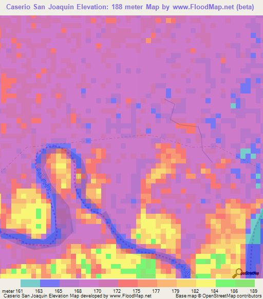 Caserio San Joaquin,Colombia Elevation Map