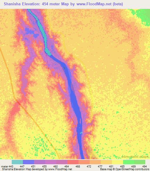 Shanisha,Sudan Elevation Map